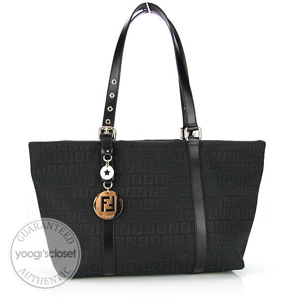 Fendi Black Zucchino Canvas Superstar Large Shopping Tote Bag