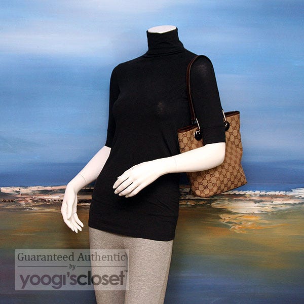 Gucci Beige/Ebony GG Fabric Small Eclipse Shopper Tote Bag - Yoogi's Closet