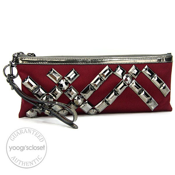 Burberry Berry Red Ashcombe Jeweled Clutch