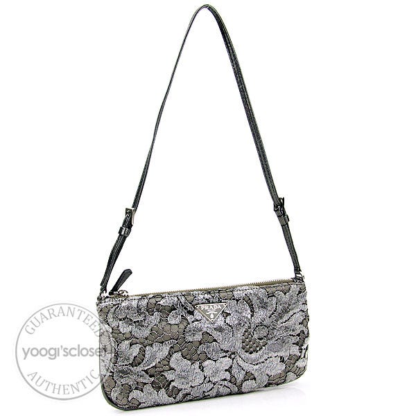 Prada Silver Lace Small Evening Bag BR2276