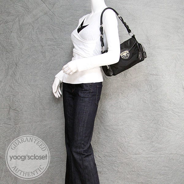 Prada Black Leather Foldover Small Shoulder Bag BR3307 | Yoogi's