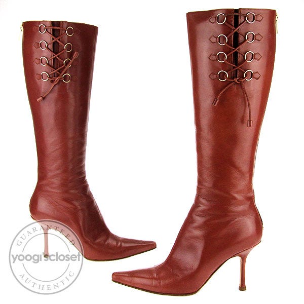 Jimmy Choo Earth Kid Leather Sissy Boots Size 7.5