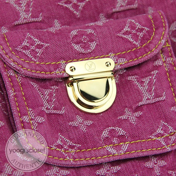 Louis Vuitton Fuchsia Denim Monogram Denim Mini Pleaty Bag - Yoogi's Closet