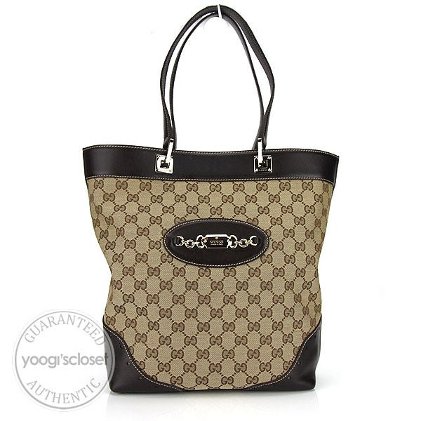 Gucci Beige/Ebony GG Fabric Large Bucket Tote Bag