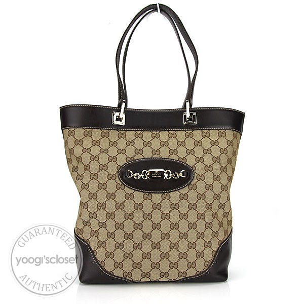 Gucci Beige/Ebony GG Fabric Large Bucket Tote Bag