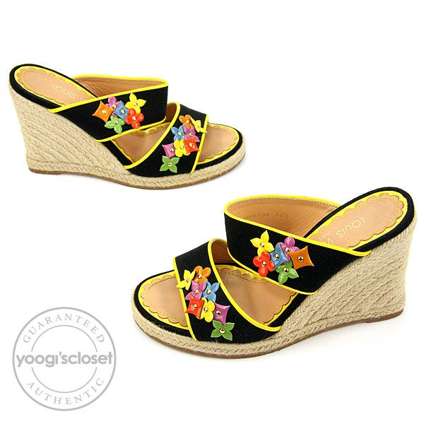 Louis Vuitton Multicolore Quatrefoil Espadrilles Wedge Heels