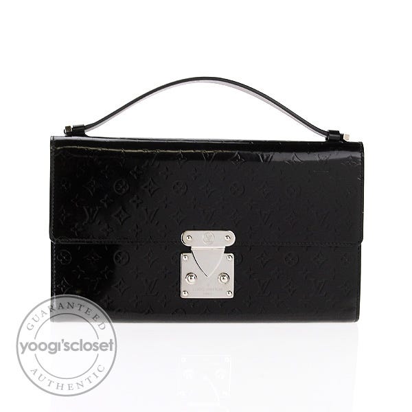 Louis Vuitton Black Mini Monogram Glace Anouchka MM Clutch Bag