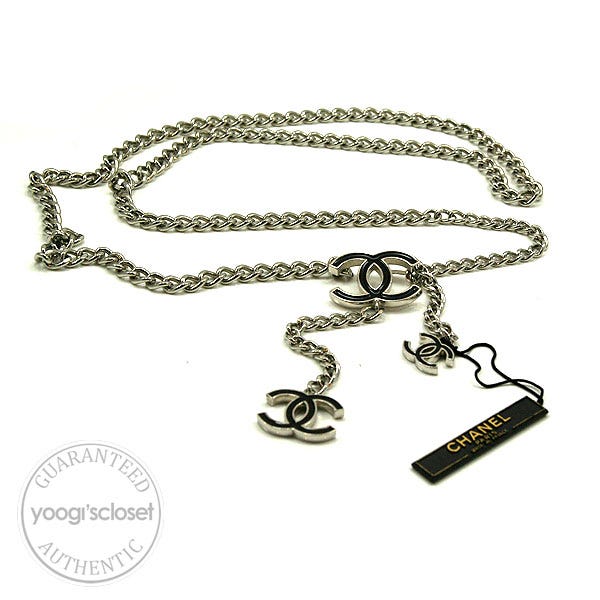 Chanel Silvertone CC Logo Chain Belt