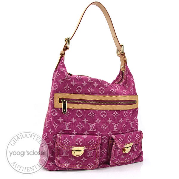 Louis Vuitton Fuschia Denim Monogram Denim Baggy GM Bag w/Extra Long Strap