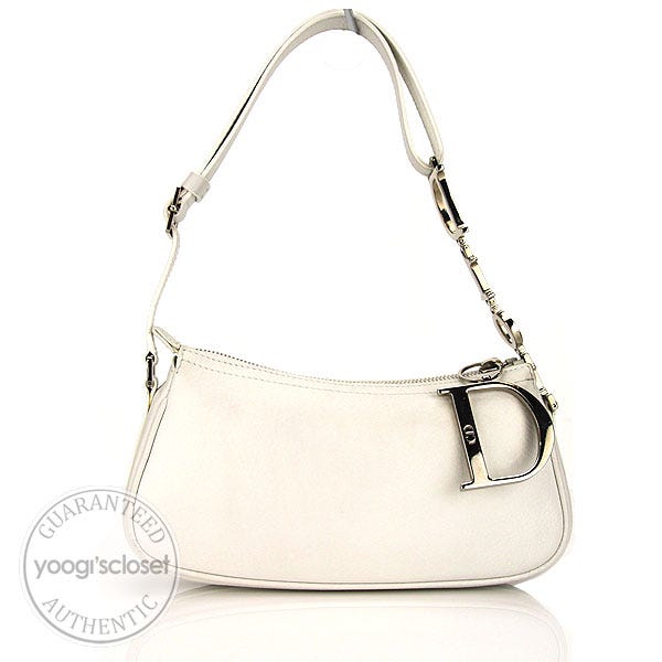 Christian Dior White Leather Small Shoulder Bag | Yoogi's Closet