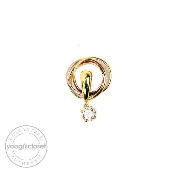 Cartier 18k Trinity Tri-Color Gold and Diamond Trinity Pendant