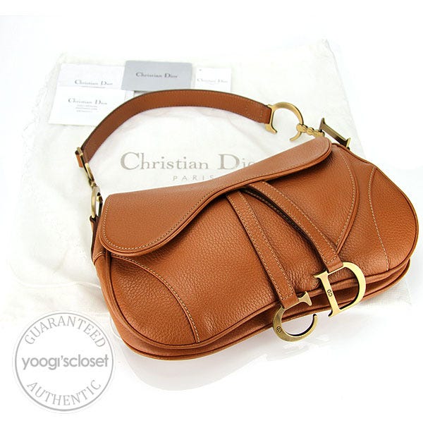 Christian Dior Beige Leather Double Saddle Bag - Yoogi's Closet