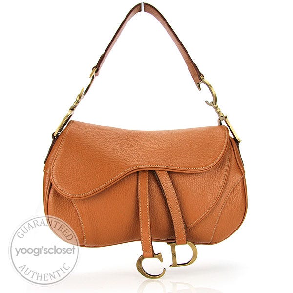 Christian Dior Beige Leather Double Saddle Bag