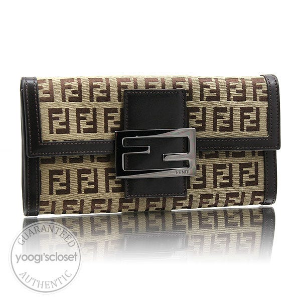 Fendi Beige Zucchino Canvas Long Wallet
