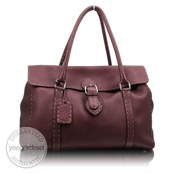 Fendi Bordeaux Selleria Leather Linda Tote Bag - 8BR458