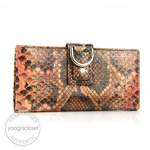 Gucci Pink Python Abbey Long Wallet - Yoogi's Closet