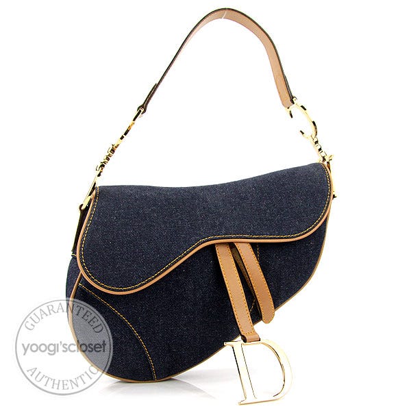 Christian Dior Dark Blue Denim Saddle Bag