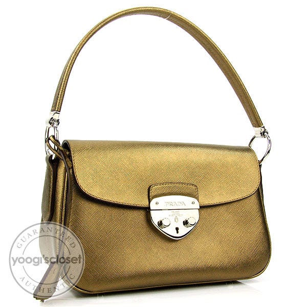 Prada Bronze Saffiano Leather Lux Small Shoulder Bag BR3376