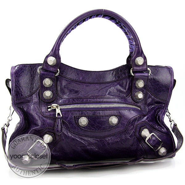 Balenciaga Grape Chevre Leather City Giant Hardware Bag