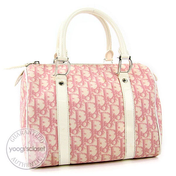 Christian Dior Pink Logo Medium Boston Bag