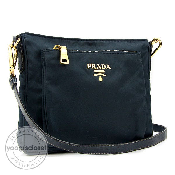 Prada Blue Tessuto Nylon and Leather Bandoliera Messenger Bag BT0693