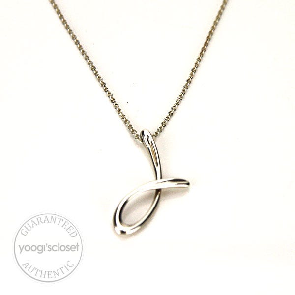 Tiffany & Co. Silver Elsa Peretti Alphabet Necklace 'J'