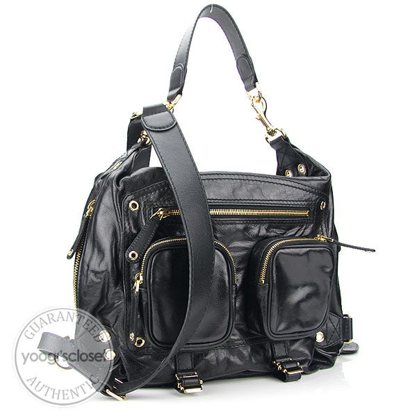 Gucci Black Leather Darwin Convertible Medium Backpack Bag