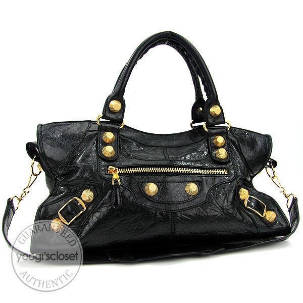 Balenciaga Black Lambskin Giant Part Time Bag