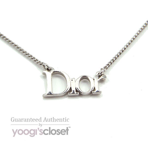 Christian Dior Silver Small Logo Necklace