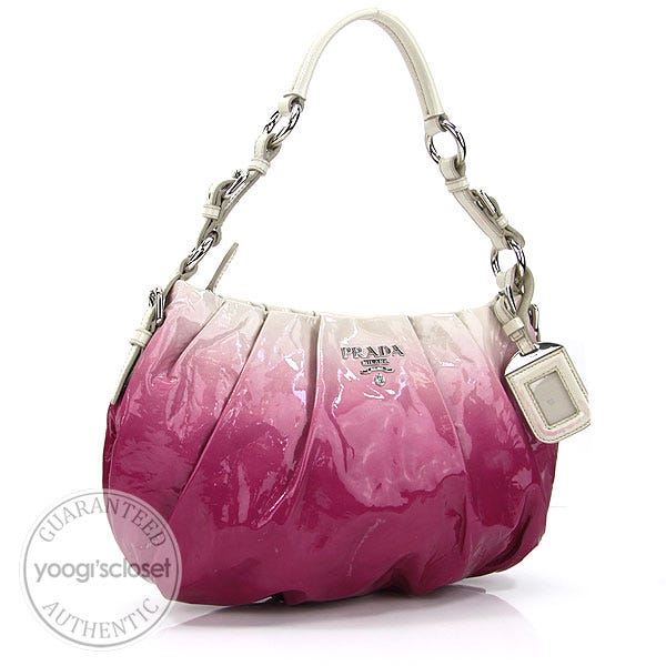 Prada Peonia Talco Vernice Sfumata Sacco Shoulder Bag BR3947