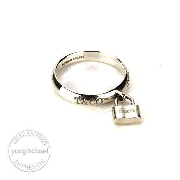 Tiffany & Co. Silver 1837 Lock Charm Ring Size 9