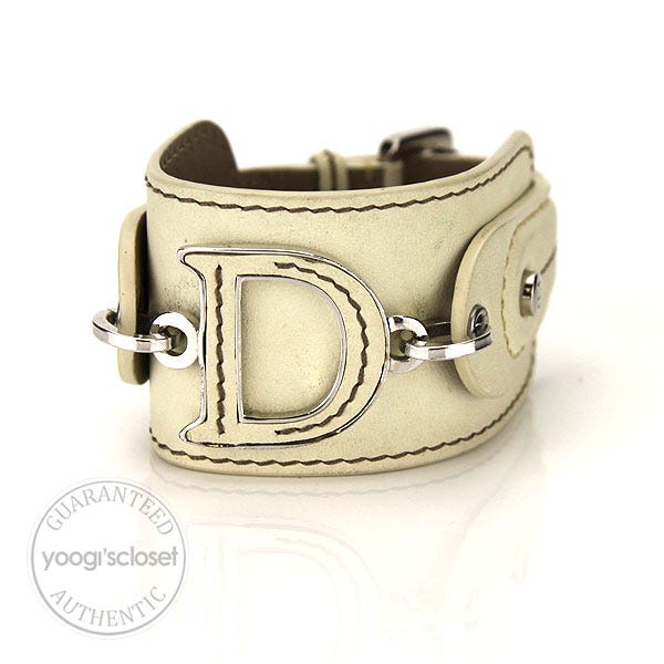 Christian Dior Leather "D" Logo Buckle Bracelet