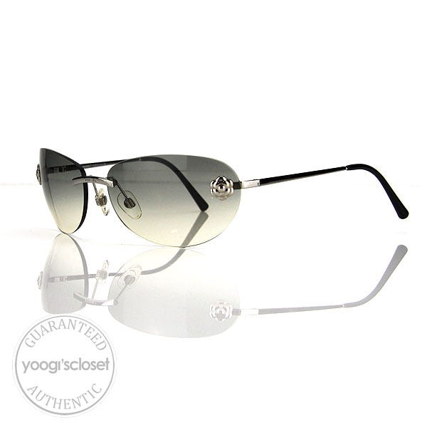 Chanel Silver Rimless Camellia Flower Sunglasses 4084