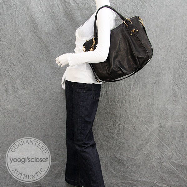 Prada Black Deerskin Leather Cervo Shine Tote Bag BR4270 Prada Black Deerskin Leather Cervo Shine Tote Bag BR4270