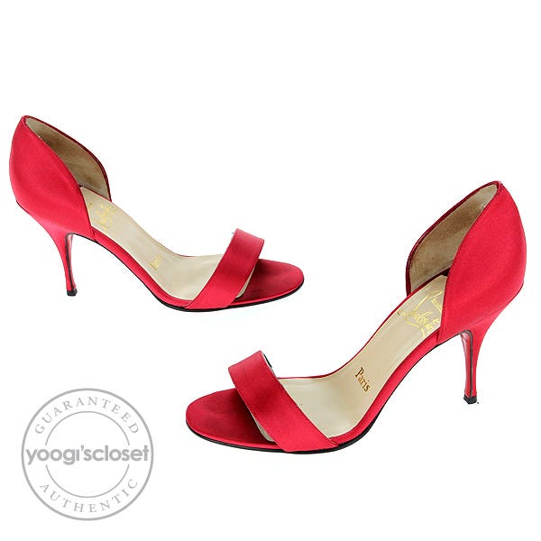 Christian Louboutin Red Satin  D' Orsay Pumps Size 6.5