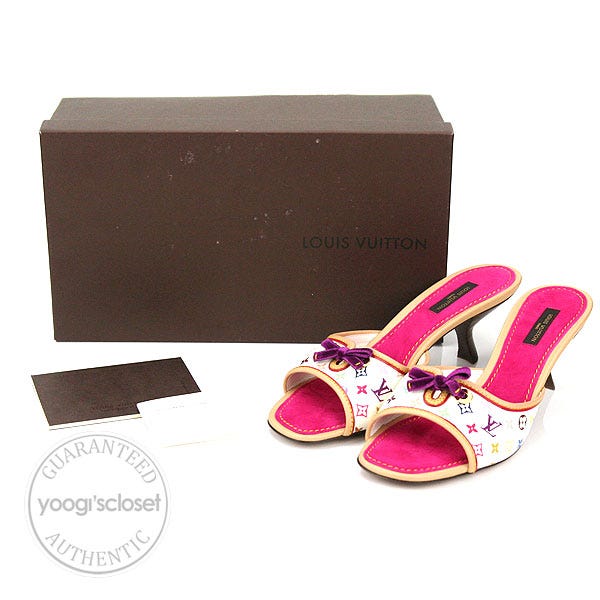Louis Vuitton White Canvas Monogram Multicolor Open Toe