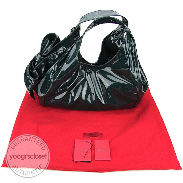 VALENTINO Nuage Bow Patent Leather Tote Bag Red