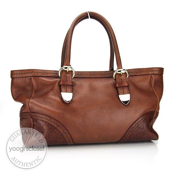 Gucci Brown Leather Signoria Medium Tote Bag