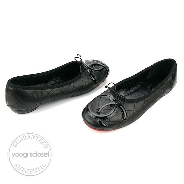 Chanel Black Quilted Cambon Leather Flats Size 40.5/10 - Yoogi's