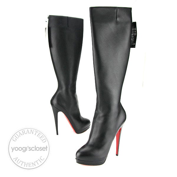 Christian Louboutin Black Leather Alti Botte 160 Rodano High Platform Boots Size 8.5