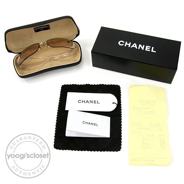 Chanel Light Pink Tint Crystal Logo Frameless Sunglasses 4107-B