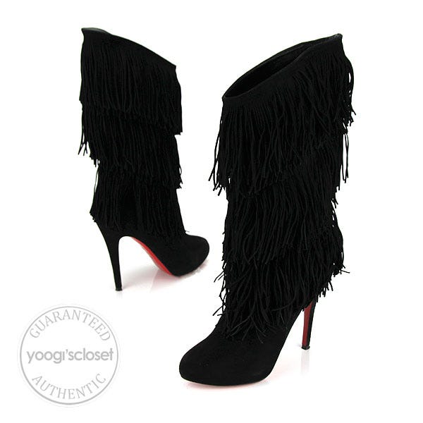Christian Louboutin Black Suede Forever Tina Boots Size 8