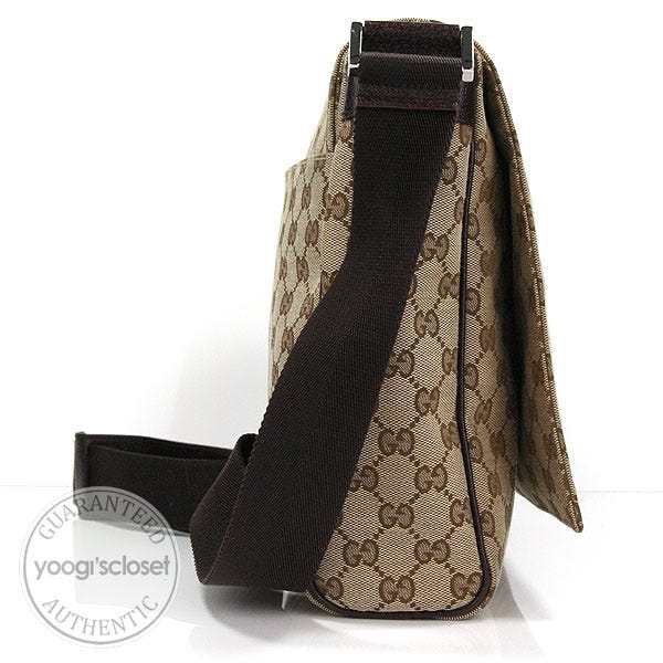 Gucci Beige/Ebony GG Canvas Messenger Bag | Yoogi's Closet