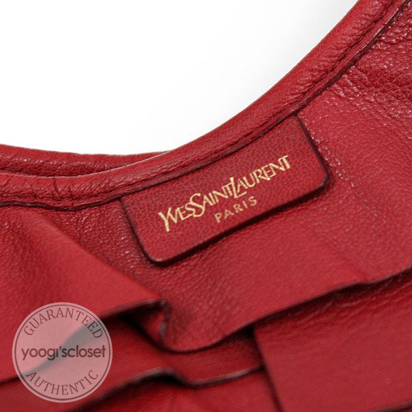 Yves Saint Laurent Red Leather Mombasa Horn Bag - Yoogi's Closet