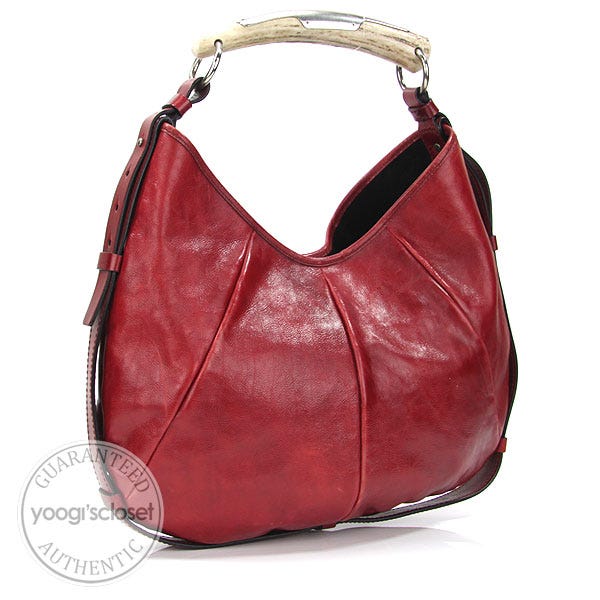 Yves Saint Laurent Red Leather Mombasa Horn Bag - Yoogi's Closet