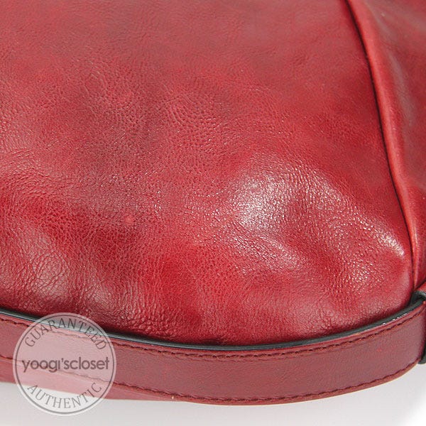 Yves Saint Laurent YSL - YSL Mombasa Horn Vintage Rive Gauche in red  leather on Designer Wardrobe