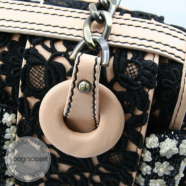 Fendi Limited Edition Black Embellished Lace and Embroidery B Bag