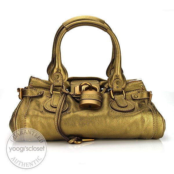 Chloe Metallic Gold Paddington Satchel Bag