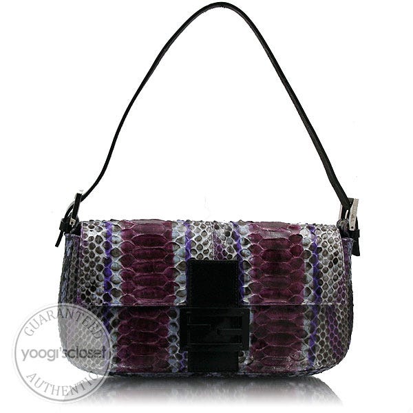 Fendi Limited Edition Purple Painted Python Baguette Bag