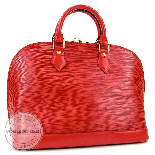 Louis Vuitton Red Epi Leather Alma Bag with Shoulder Strap